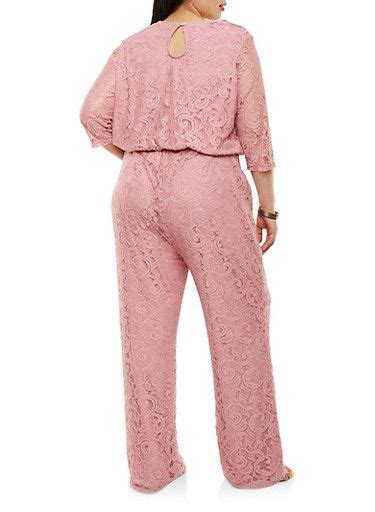 Plus Size Faux Wrap Lace Jumpsuitpurple