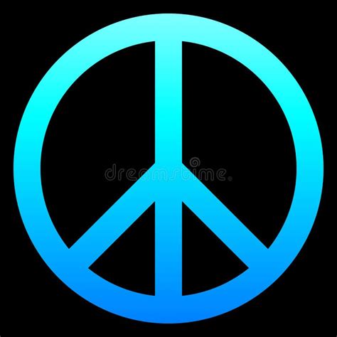 Peace Symbol Icon Cyan Blue Simple Gradient Cold Light Isolated