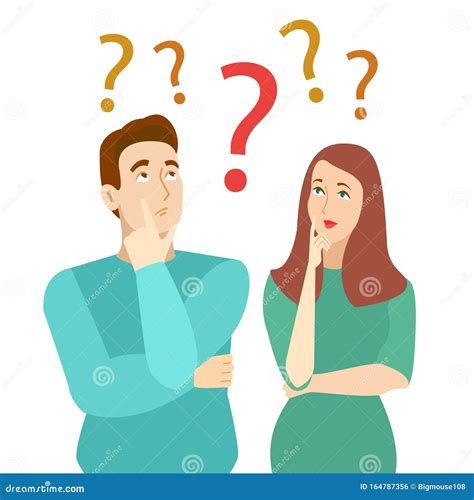 Cartoon Color Characters Persons Thinking Couple Concept Vector Stock Vector Illustration Of