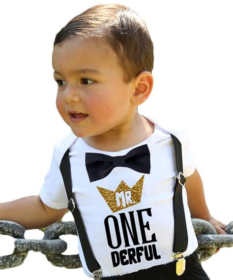 Old navy has a large baby boys' first birthday outfits selection in an assortment of exciting options. Mr Onederful First Birthday Outfit Black and Gold with ...