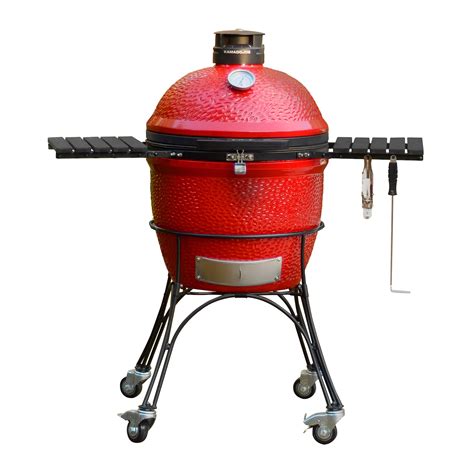 buy kamado joe kj23rhc classic ii smoker bbq outdoor charcoal barbecue grill in red with cast