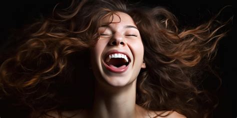 기쁨과 행복을 경험하는 여성 그녀의 표정은 그녀가 경험하고 있는 오르가즘을 반영합니다 Generative Ai 프리미엄 사진