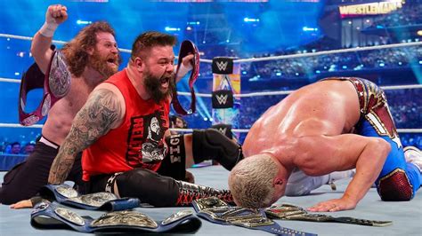 Sami Zayn Cody Rhodes Kevin Owens Destroy Roman Reigns The Usos
