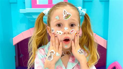 Nastya Pretends That She Has A Sticker Pox And Goes To Dad Youtube