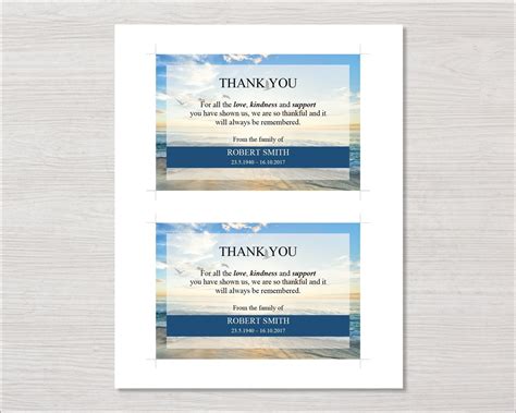 Funeral Thank You Card Beach Funeral Templates