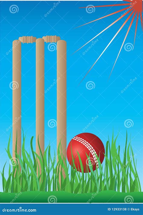 Cricket Wicket And Ball Drop Shape Concept Logo Vector Illustration