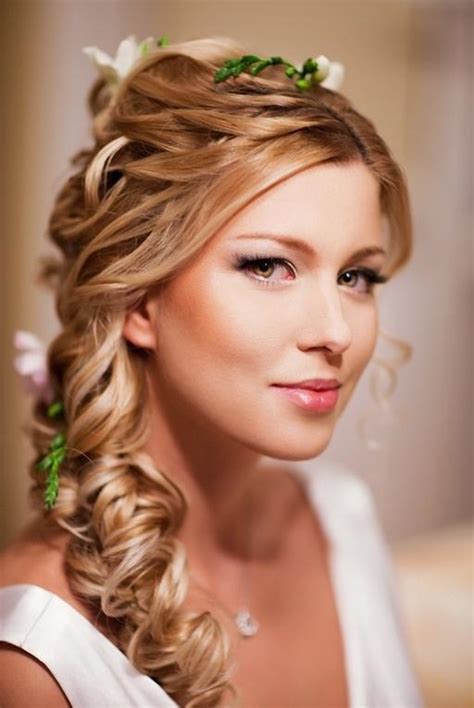 Wedding Loose Side Braided Hairstyles With Pink Flower Detail 1912902