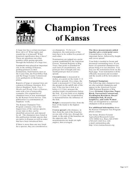 Champion Trees Kansas Forest Service