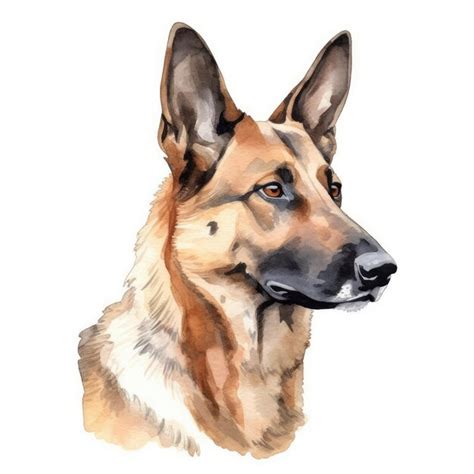 Premium Ai Image Minimalist German Shepherd Dog Watercolor Painting