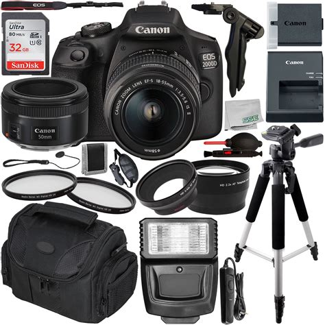Canon Eos 2000d Dslr Camera With 18 55mm Is Ii And 50mm F18 Stm Lens