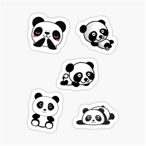 Five Cute Baby Pandas Sticker For Sale By Africrafts Redbubble