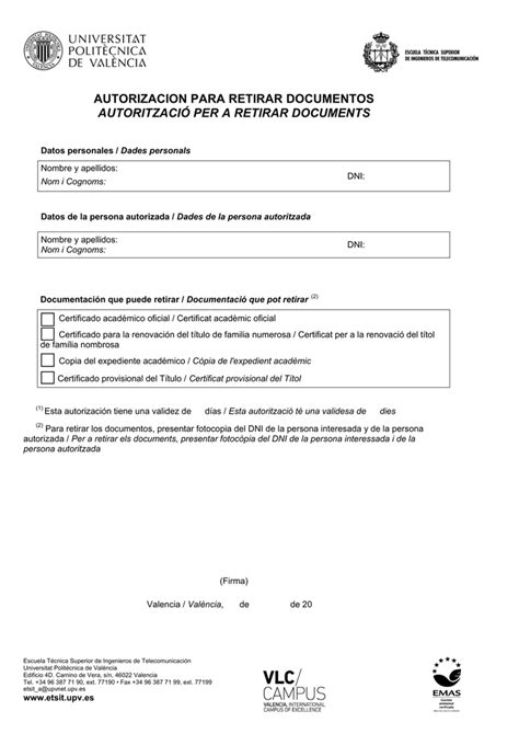 Autorizacion Para Retirar Documentos Autoritzaci Hot Sex Picture