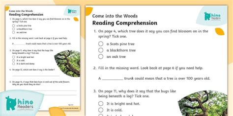 Level 5a Come Into The Woods Reading Comprehension Twinkl