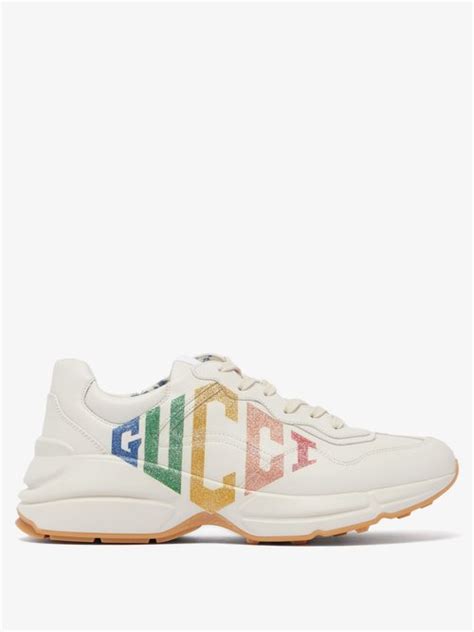 Gucci Rhyton Logo Low Top Leather Trainers Ivory Multi Coshio