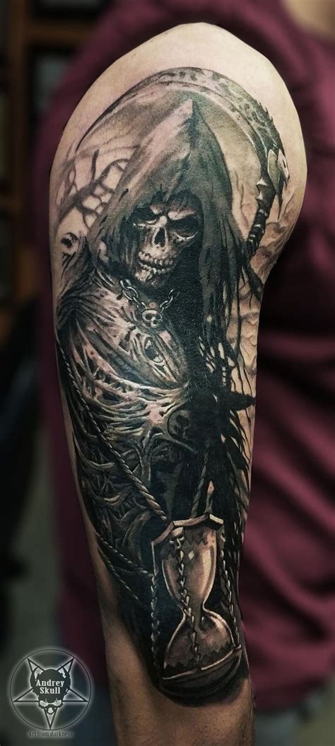 Grim Reaper By AndreySkull On DeviantArt Skull Sleeve Tattoos Evil