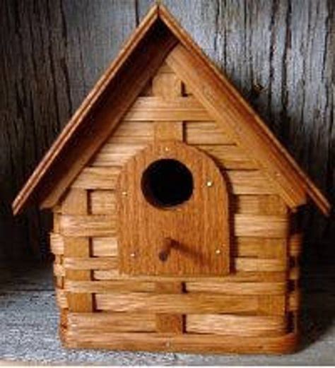 Amish Hand Crafted Woven Bird House With Wooden Roof Etsy Country