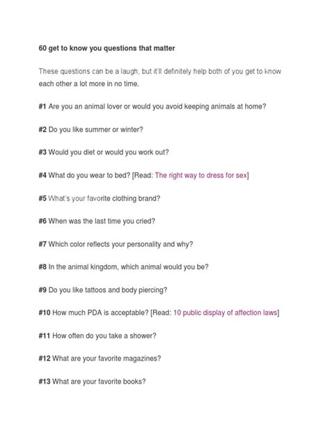 60 Get To Know You Questions Docx