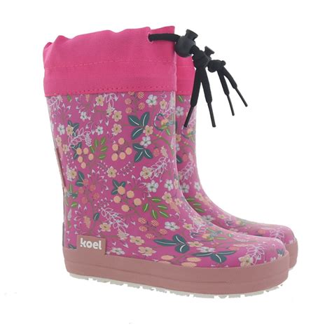 Koel K4kids Barefoot Wellie Toggle Solid Gummistiefel Gefüttert Flowe