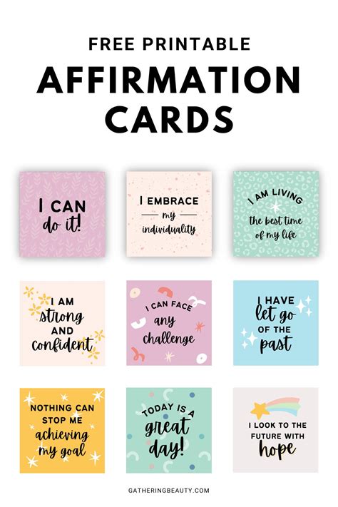 Positive Affirmations For Kids Free Printable Cards Cassie Smallwood