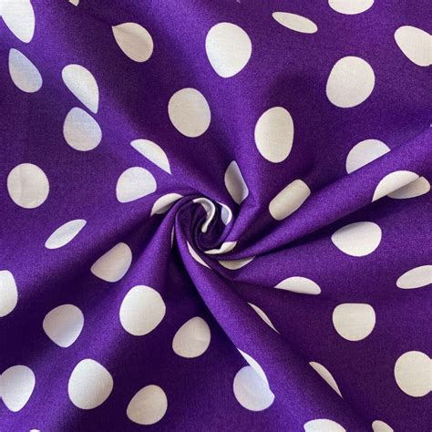 Polka Dot Large Printed Fabric Purple White 100 Cotton Etsy