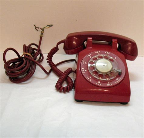 Vintage Red Desk Rotary Dial Phone 1964 Good Condition From