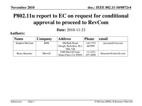 Ppt P80211u Report To Ec On Request For Conditional Approval To