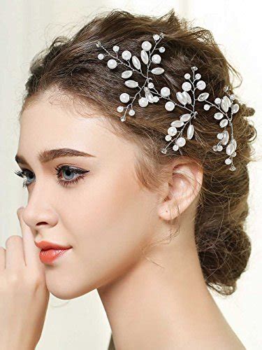 Venusvi Womens Flower Girls Imitation Pearl Headpiece Wedding