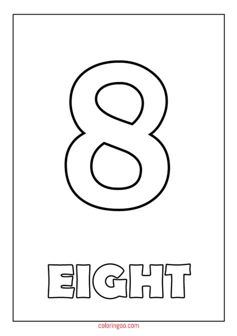 Printable Number 8 Eight Coloring Page Pdf For Kids