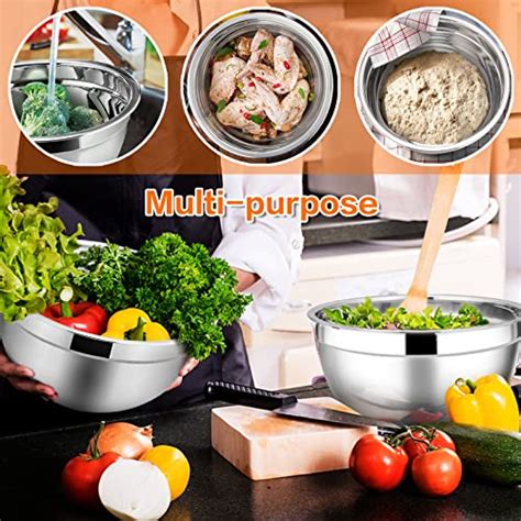 E Far Stainless Steel Mixing Bowls With Airtight Lids 7pcs Metal