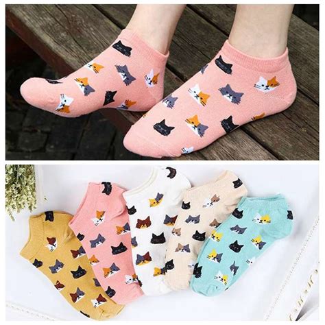 Buy Cute Cat Women Socks Cartoon Invisible Shallow