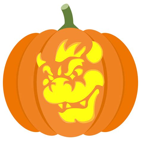 bowser from mario pumpkin stencil free printable papercraft templates
