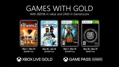 Xbox Games With Gold For December 2021 Lineup Video Games Blogger