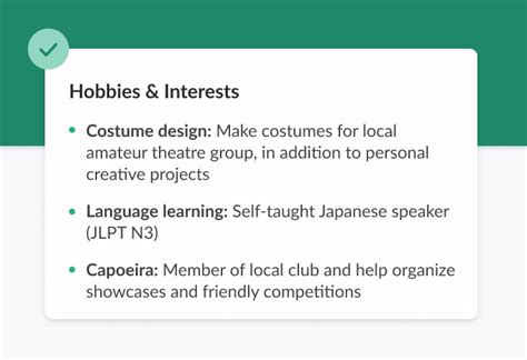 Hobbies And Interests For Your Cv Best Examples