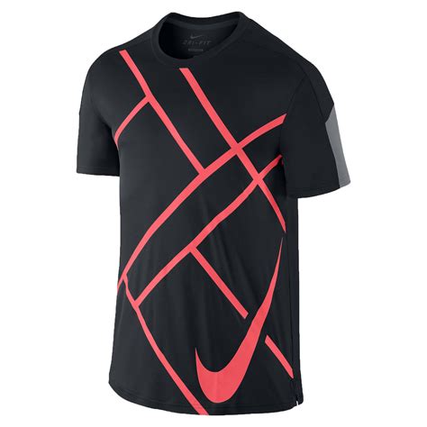 Nike Nike Mens Dri Fit Team Court Graphic Crew Tennis Shirt Black