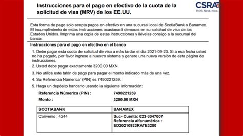 Formato Mrv Pago Visa En Banamex O Scotiabank Mexico Ayuda Gob