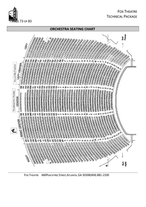 Fox Theatre Atlanta Seating Chart Printable Pdf Download