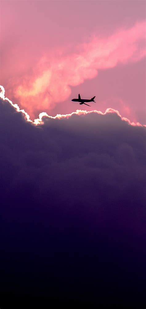 Plane Sky Clouds Wallpaper 1440x3040