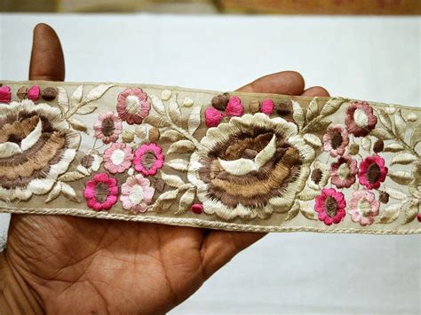 Wholesale Brown Embroidered Fabric Trim And Embellishment Indian Trim