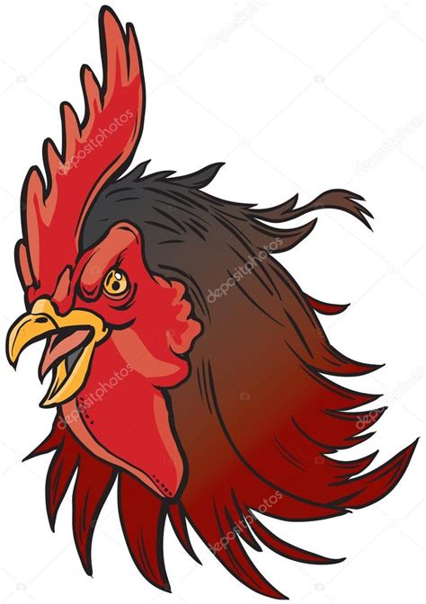 Angry Realistic Rooster Mascot Head Illustration — Stock Vector