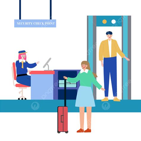 Gambar Airport Figure Illustration Security Checkpoint Bandara Tombol