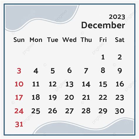 Calendário De Dezembro De 2023 Png De Dezembro De Calendário