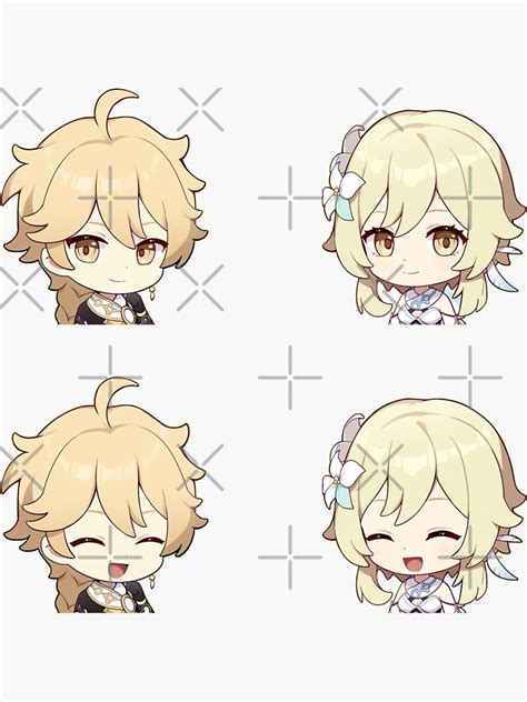 Aether And Lumine Genshin Impact Chibi Stickers Set Sticker For Sale