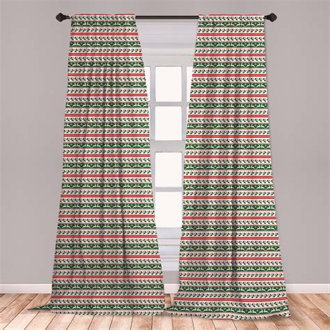 Christmas Curtains 2 Panels Set Jumping Reindeers Border With Xmas