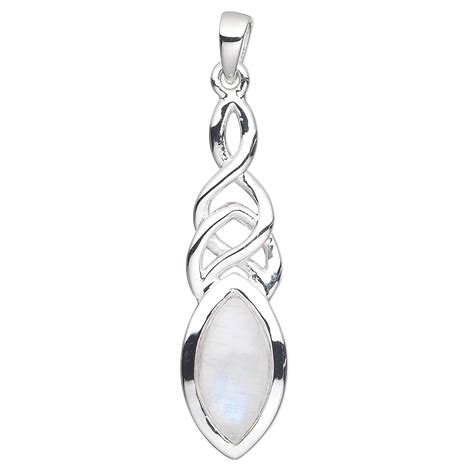 Pendant Rainbow Moonstone Natural And Sterling Silver Mm With