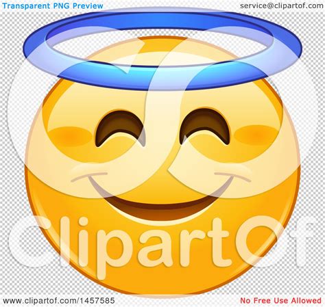 Clipart Of A Yellow Emoji Smiley Face With An Angel Halo Royalty Free