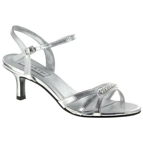 Silver Low Heel Dress Shoes Diane Silver Strappy Low Heel Wide Width