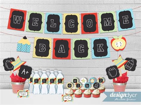 Back To School Party Printables Welcome Back Banner Cupcake Etsy
