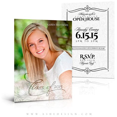 Senior Girl Graduation Invitation 5x7 Flat A Touch Of Class Ashedesign