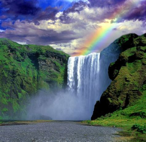 Rainbows And Waterfalls Waterfall Rainbow Waterfall Beautiful Rainbow