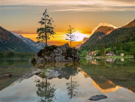 Sunrise At Hintersee Ramsau In Germany Stock Photo Image Of Hiking